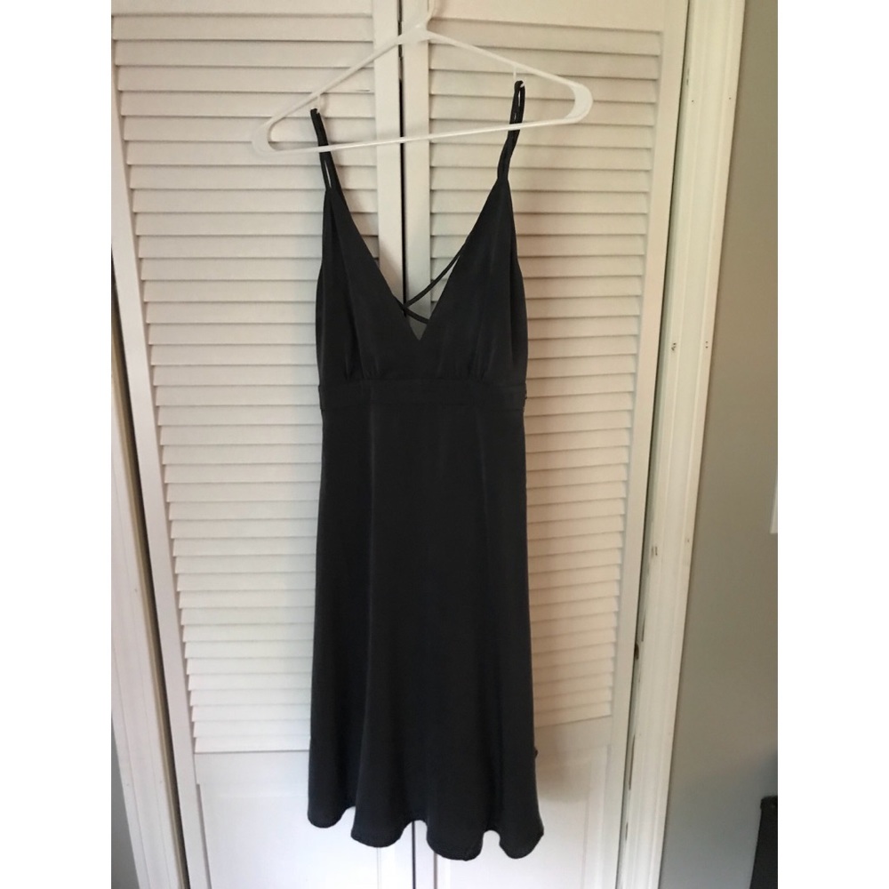Olive green open back midi dress